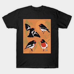 Red capped Robin gum leaves T-Shirt